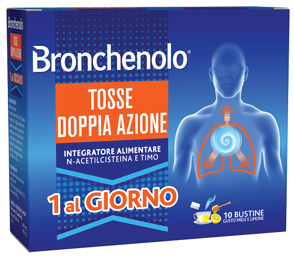 BRONCHENOLO TOSSE DOPPIA AZIONE 10 BUSTINE - pharmaonline24.it