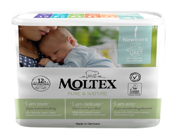 PANNOLINI MOLTEX PURE & NATURE NEW BORN 2-5 KG TAGLIA 1 22 PEZZI - pharmaonline24.it