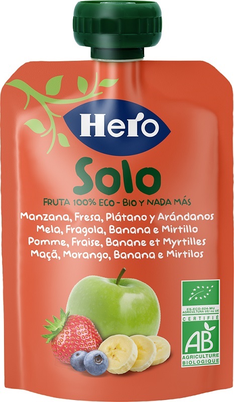 HERO SOLO FRUTTA FRULLATA 100% BIO MELA BANANA FRAGOLA 100 G - pharmaonline24.it