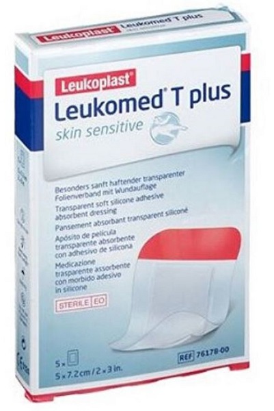 LEUKOMED T PLUS SKIN SENSITIVE MEDICAZIONE POST-OPERATORIA TRASPARENTE IMPERMEABILE CON MASSA ADESIVA AL SILICONE 5X7,2CM 5 PEZZI - pharmaonline24.it