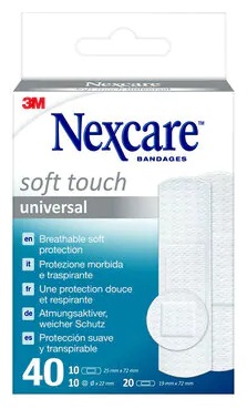CEROTTO PREPARATO NEXCARE SOFT TOUCH UNIVERSAL 3 MISURE 20 CEROTTI 19X72MM + 10 CEROTTI 25X72MM + 10 CEROTTI TONDI 22,5 MM - pharmaonline24.it