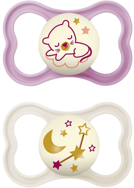 MAM AIR NIGHT SUCCHIETTO 16+ MESI SILICONE FEMMINA 2 PEZZI - pharmaonline24.it