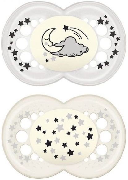 MAM SUCCHIETTO ORIGINAL NIGHT 6+ MESI SILICONE NEUTRO 2 PEZZI - pharmaonline24.it