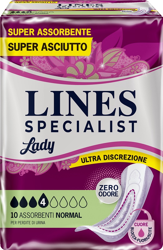 ASSORBENTI PER INCONTINENZA LINES SPECIALIST LADY NORMAL 10 PEZZI - pharmaonline24.it