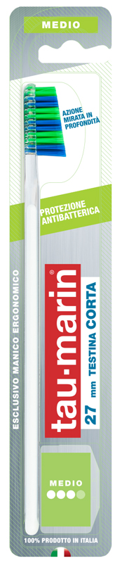 TAUMARIN PROFESSIONAL SPAZZOLINO 27 MEDIO TESTINA CORTA PROTEZIONE ANTIBATTERICA - pharmaonline24.it