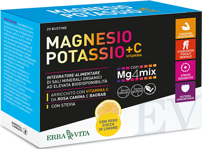 MAGNESIO POTASSIO +C VITAMINA GUSTO LIMONE 20 BUSTINE DA 3,8 G - pharmaonline24.it