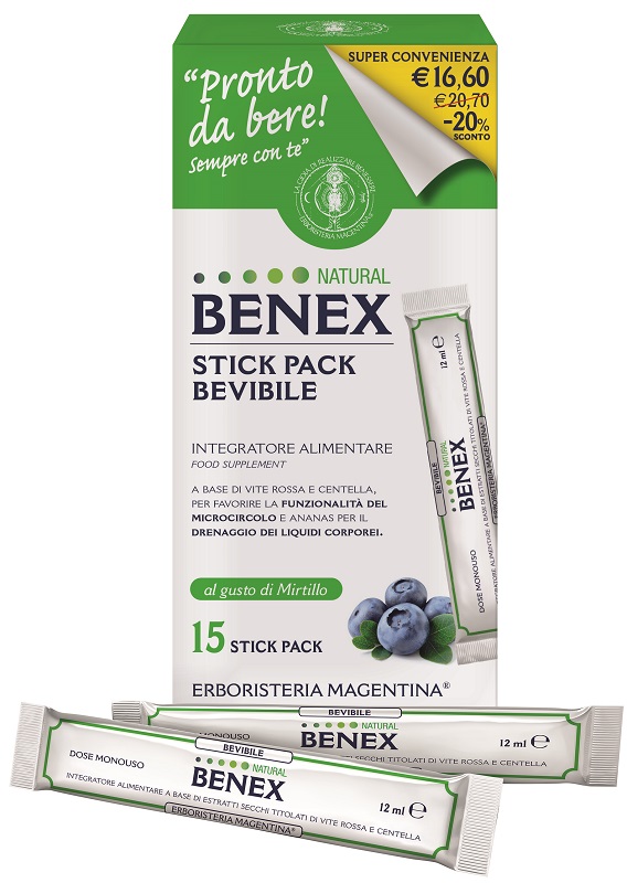 BENEX BEVIBILE 15 STICK DA 12 ML TAGLIO PREZZO - pharmaonline24.it