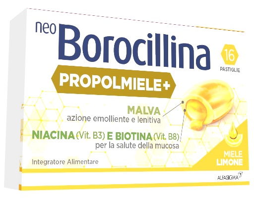 NEOBOROCILLINA PROPOLMIELE+ MIELE/LIMONE 16 PASTIGLIE DA 3,4 G - pharmaonline24.it