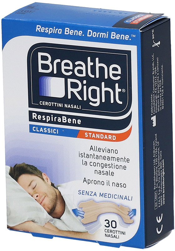CEROTTI NASALI BREATHE RIGHT CLASSICI 30 PEZZI - pharmaonline24.it