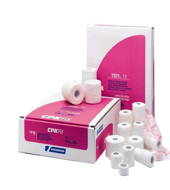 FARMABAN CPK FIX LATEX FREE 10CM X 20M BENDA ELASTICA COESIVA DI FISSAZIONE LATEX FREE DISPENSER BOX 16 PEZZI - pharmaonline24.it