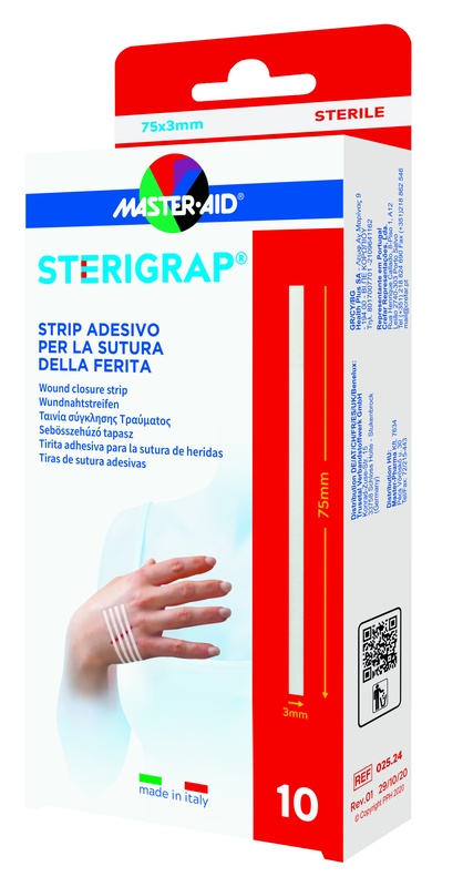 MASTER-AID STERIGRAP STRIP ADESIVO SUTURA FERITE 75X3 MM 10 PEZZI - pharmaonline24.it