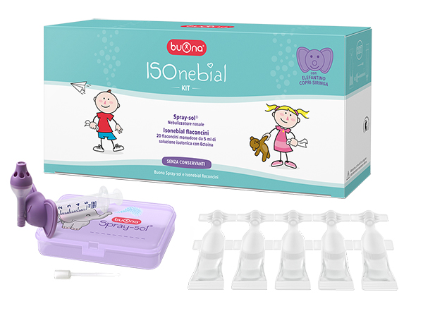 ISONEBIAL KIT PULIZIA CAVITA' NASALI 20 FLACONCINI MONODOSE 5 ML + SIRINGA LUER LOCK SOFT-JECK + AGO CANNULA + NEBULIZZATORE SPRAY - pharmaonline24.it