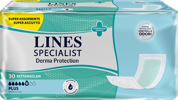 PANNOLONE PER INCONTINENZA LINES SPECIALIST DERMA RETTANGOLARE 30 PEZZI - pharmaonline24.it