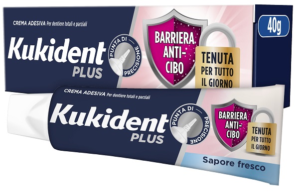 KUKIDENT PLUS BARRIERA ANTI-CIBO FRESCO CREMA ADESIVA DENTIERE 40 G - pharmaonline24.it