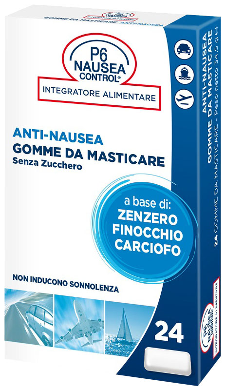 P6 NAUSEA CONTROL 24 GOMME DA MASTICARE SENZA ZUCCHERO - pharmaonline24.it