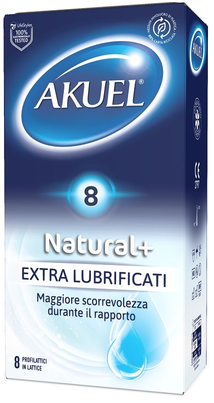 PROFILATTICO AKUEL NATURAL+ EXTRALUBRIFICATO 8 PEZZI - pharmaonline24.it
