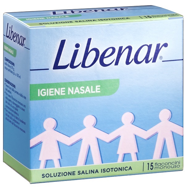 SOLUZIONE SALINA ISOTONICA 0,9% LIBENAR PER IGIENE NASALE 15 FLACONCINI MONOUSO X 5 ML - pharmaonline24.it