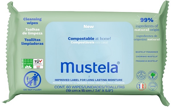 MUSTELA SALVIETTE COMPOSTABILI PROFUMATE 60 PEZZI - pharmaonline24.it